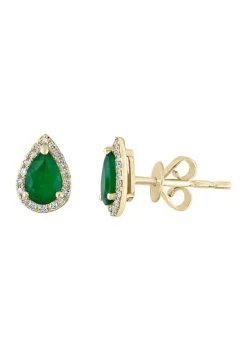 Best Pirce 🥰 14K Yellow Gold Diamond and Natural Emerald Earrings by Effy® 💯