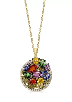 Wholesale 👍 1/4 ct. t.w. Diamond and 3.52 ct. t.w. Sapphire, Orange Sapphire, Pink Sapphire, Purple Sapphire, Tsavorite, Yellow Sapphire Pendant Necklace in 14K Yellow Gold by Effy® 😍 -Effy® Sales Shop Belk 3580