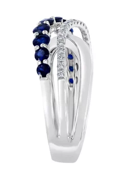 Buy 💯 7/8 ct. t.w. Natural Sapphires and 1/5 ct. t.w. Diamonds Ring in Sterling Silver by Effy® 😍 -Effy® Sales Shop Belk 3586
