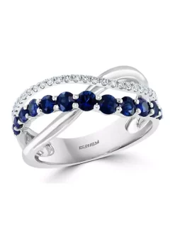 Buy 💯 7/8 ct. t.w. Natural Sapphires and 1/5 ct. t.w. Diamonds Ring in Sterling Silver by Effy® 😍 -Effy® Sales Shop Belk 3587