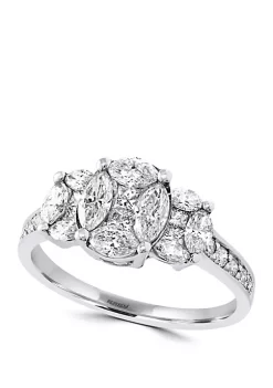 Promo 😀 Round, Square and Marquise 1.3 ct. t.w. Diamond Ring in 14K White Gold by Effy® 🛒