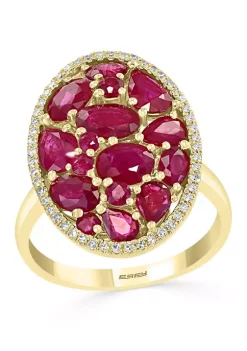 New ⌛ 1/6 ct. t.w. Diamond and 4.17 ct. t.w. Ruby Ring in 14K Yellow Gold by Effy® 🌟