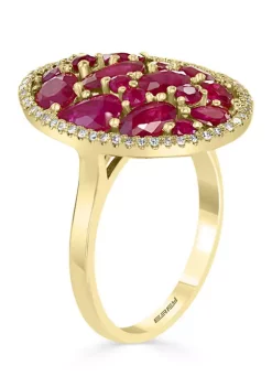 New ⌛ 1/6 ct. t.w. Diamond and 4.17 ct. t.w. Ruby Ring in 14K Yellow Gold by Effy® 🌟 -Effy® Sales Shop Belk 3598
