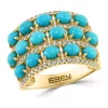 Discount ⭐ 1/3 ct. t.w. Diamond and 3.04 ct. t.w. Turquoise Ring in 14K Yellow Gold by Effy® 🧨