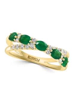 Coupon ⌛ 1/5 ct. t.w. Diamond and 7/8 ct. t.w. Emerald Ring in 14K Yellow Gold by Effy® ❤️ -Effy® Sales Shop Belk 3621