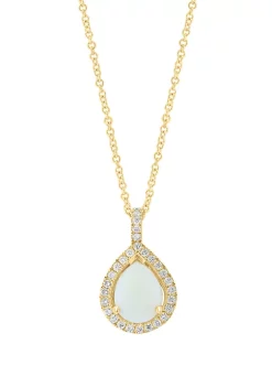 Brand new 💯 1/5 ct. t.w. Diamond and 1 ct. t.w. Opal Pendant Necklace in 14K Yellow Gold by Effy® 🔥