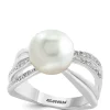 Discount 👍 Freshwater Pearl and 1/6 ct. t.w. Diamond Ring in Sterling Silver by Effy® 🔥