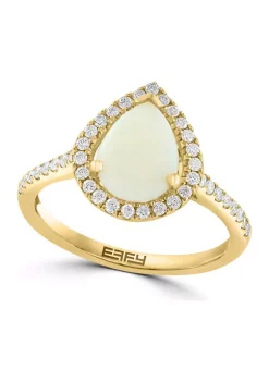 Best Sale 😀 1/3 ct. t.w. Diamond and 7/8 ct. t.w. Opal Ring in 14K Yellow Gold by Effy® 🌟