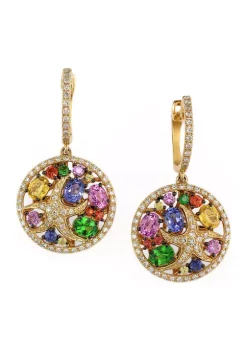 New 🥰 1/2 ct. t.w. Diamond and 2.49 ct. t.w. Multi Sapphire Round Earrings in 14K Yellow Gold by Effy® 🥰
