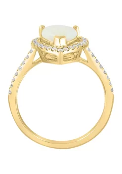 Best Sale 😀 1/3 ct. t.w. Diamond and 7/8 ct. t.w. Opal Ring in 14K Yellow Gold by Effy® 🌟 -Effy® Sales Shop Belk 3631