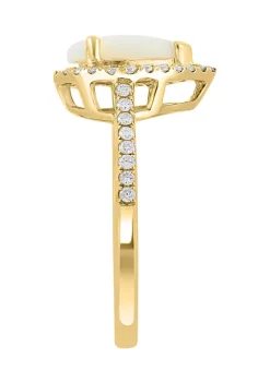 Best Sale 😀 1/3 ct. t.w. Diamond and 7/8 ct. t.w. Opal Ring in 14K Yellow Gold by Effy® 🌟 -Effy® Sales Shop Belk 3632