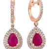New 🌟 Diamond and Natural Ruby Earrings in 14K Rose Gold by Effy® 👍