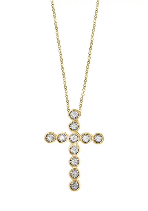 New 🔔 14K White and Yellow Gold 1/5 ct. t.w. Diamond Cross Necklace by Effy® 🌟 4 New 🔔 14K White and Yellow Gold 1/5 ct. t.w. Diamond Cross Necklace by Effy® 🌟 - Image 4