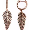 Hot Sale 👏 1.05 ct. t.w. Diamond Leaf Earrings in 14k Rose Gold by Effy® 👍