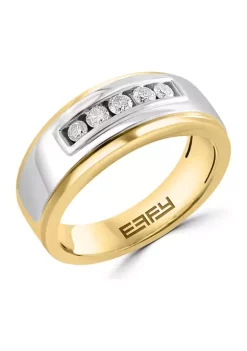 Cheap 💯 Men's Gold Plated Diamond Ring in Sterling Silver by Effy® 🥰