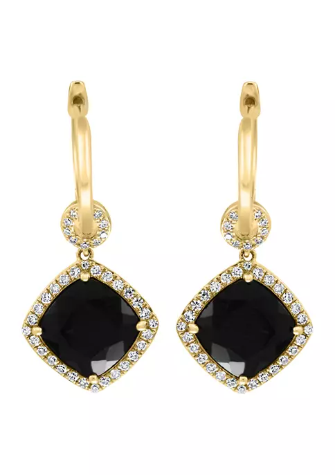Outlet 🛒 14k Yellow Gold Diamond and Onyx Earrings by Effy® 👍 1 Outlet 🛒 14k Yellow Gold Diamond and Onyx Earrings by Effy® 👍
