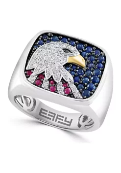 Best reviews of 👍 Men's Diamond, Black Diamond, Natural Ruby, and Natural Sapphire Ring in Sterling Silver by Effy® 😉