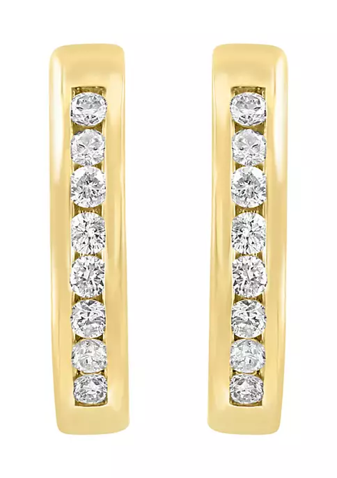 Cheap 👍 1/3 ct. t.w. Diamond Hoop Earrings in 14K Yellow Gold by Effy® 👍 2 Cheap 👍 1/3 ct. t.w. Diamond Hoop Earrings in 14K Yellow Gold by Effy® 👍 - Image 2