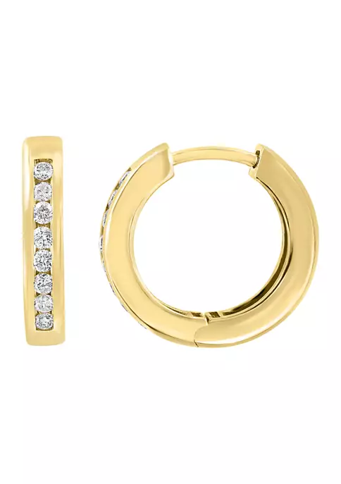 Cheap 👍 1/3 ct. t.w. Diamond Hoop Earrings in 14K Yellow Gold by Effy® 👍 4 Cheap 👍 1/3 ct. t.w. Diamond Hoop Earrings in 14K Yellow Gold by Effy® 👍 - Image 4
