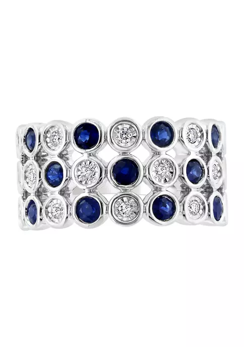 Budget 😍 Diamond and Natural Sapphire Ring in Sterling Silver by Effy® 😀 2 Budget 😍 Diamond and Natural Sapphire Ring in Sterling Silver by Effy® 😀 - Image 2