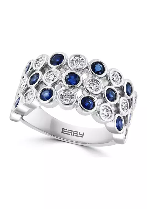 Budget 😍 Diamond and Natural Sapphire Ring in Sterling Silver by Effy® 😀 6 Budget 😍 Diamond and Natural Sapphire Ring in Sterling Silver by Effy® 😀 - Image 6