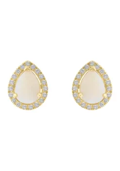 Cheapest 🌟 1/5 ct. t.w. Diamond and 1.25 ct. t.w. Opal Earrings in 14K Yellow Gold by Effy® 😀 -Effy® Sales Shop Belk 3712