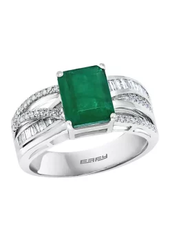 Flash Sale ✨ 3/8 ct. t.w. Diamond and 2.19 ct. t.w. Emerald Ring in 14K White Gold by Effy® 🎁
