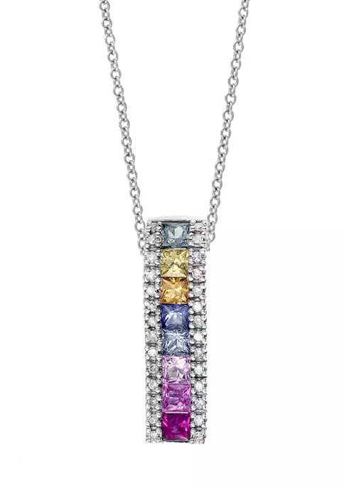 Coupon 🥰 1/10 ct. t.w. Diamond and 1.06 ct. t.w. Multi Gemstone Pendant Necklace in 14K White Gold by Effy® 🧨 2 Coupon 🥰 1/10 ct. t.w. Diamond and 1.06 ct. t.w. Multi Gemstone Pendant Necklace in 14K White Gold by Effy® 🧨 - Image 2