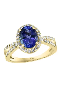 Hot Sale 🌟 1/3 ct. t.w. Diamond and 1.9 ct. t.w. Tanzanite Ring in 14K Yellow Gold by Effy® 💯