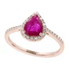 Best Sale 🧨 14k Rose Gold 1/6 ct. t.w. Diamond and 1 ct. t.w. Natural Mozambique Ruby Pear Ring by Effy® 🎁