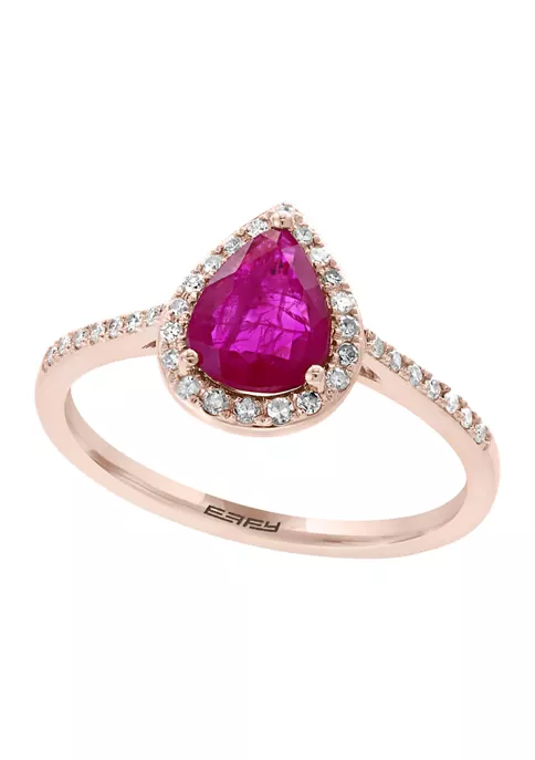 Best Sale 🧨 14k Rose Gold 1/6 ct. t.w. Diamond and 1 ct. t.w. Natural Mozambique Ruby Pear Ring by Effy® 🎁 1 Best Sale 🧨 14k Rose Gold 1/6 ct. t.w. Diamond and 1 ct. t.w. Natural Mozambique Ruby Pear Ring by Effy® 🎁