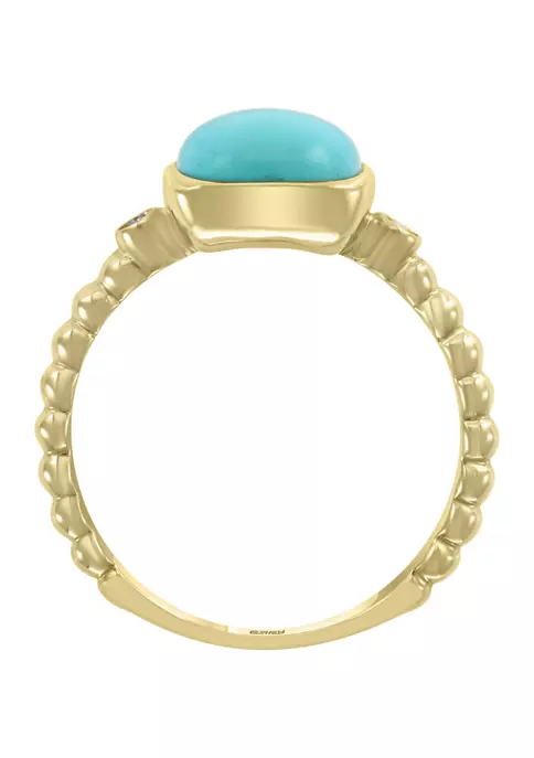 Best deal 💯 1/10 ct. t.w. Diamond and 2 ct. t.w. Turquoise Ring in 14K Yellow Gold by Effy® 😀 3 Best deal 💯 1/10 ct. t.w. Diamond and 2 ct. t.w. Turquoise Ring in 14K Yellow Gold by Effy® 😀 - Image 3