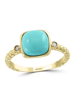 Best deal 💯 1/10 ct. t.w. Diamond and 2 ct. t.w. Turquoise Ring in 14K Yellow Gold by Effy® 😀 9 Best deal 💯 1/10 ct. t.w. Diamond and 2 ct. t.w. Turquoise Ring in 14K Yellow Gold by Effy® 😀 -Effy® Sales Shop Belk 3739