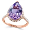 Buy ❤️ 1/3 ct. t.w. Diamond and Pink Amethyst Pear Ring in 14K Rose Gold by Effy® 🧨