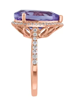 Buy ❤️ 1/3 ct. t.w. Diamond and Pink Amethyst Pear Ring in 14K Rose Gold by Effy® 🧨 -Effy® Sales Shop Belk 3747