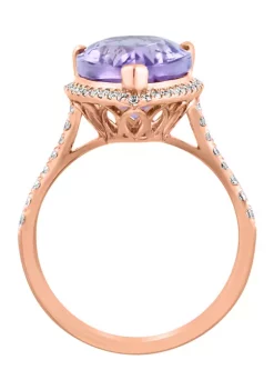 Buy ❤️ 1/3 ct. t.w. Diamond and Pink Amethyst Pear Ring in 14K Rose Gold by Effy® 🧨 -Effy® Sales Shop Belk 3748