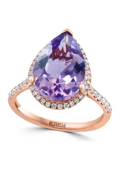 Buy ❤️ 1/3 ct. t.w. Diamond and Pink Amethyst Pear Ring in 14K Rose Gold by Effy® 🧨 -Effy® Sales Shop Belk 3749