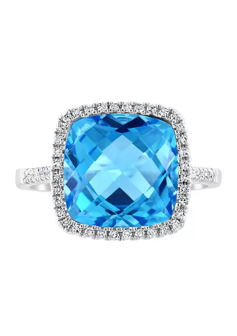 New 😍 14K White Gold Diamond and Blue Topaz Ring by Effy® ⭐ 2 New 😍 14K White Gold Diamond and Blue Topaz Ring by Effy® ⭐ - Image 2