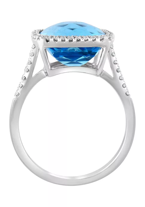 New 😍 14K White Gold Diamond and Blue Topaz Ring by Effy® ⭐ 3 New 😍 14K White Gold Diamond and Blue Topaz Ring by Effy® ⭐ - Image 3