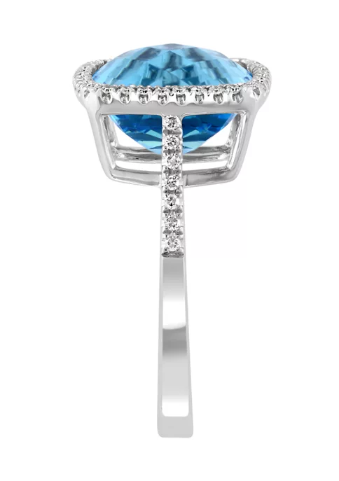 New 😍 14K White Gold Diamond and Blue Topaz Ring by Effy® ⭐ 4 New 😍 14K White Gold Diamond and Blue Topaz Ring by Effy® ⭐ - Image 4