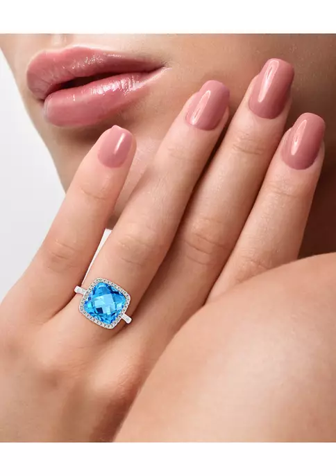 New 😍 14K White Gold Diamond and Blue Topaz Ring by Effy® ⭐ 5 New 😍 14K White Gold Diamond and Blue Topaz Ring by Effy® ⭐ - Image 5
