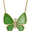 Buy ⌛ 1/10 ct. t.w. Diamond and 3.35 ct. t.w. Green Jade Butterfly Pendant Necklace in 14K Yellow Gold by Effy® 🎉