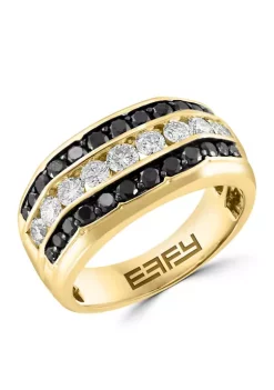 Cheapest 🧨 Men's 2 ct. t.w. White and Black Diamond Ring in 14K Yellow Gold by Effy® ✨ -Effy® Sales Shop Belk 3766