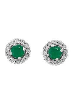 Cheap 🔥 1 ct. t.w. Emerald and 1/10 ct. t.w. Diamond Earrings in Sterling Silver by Effy® ✔️ -Effy® Sales Shop Belk 3770