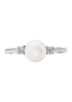 Best deal 🔔 6.5-7 Millimeter Freshwater Pearls and 1/10 ct. t.w. Diamond Ring in Sterling Silver by Effy® 🔔