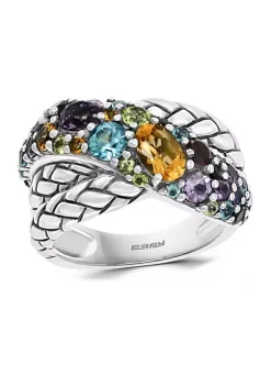 Hot Sale 🤩 Sterling Silver 2 ct. t.w. Amethyst, Blue Topaz, Citrine, Garnet, and Peridot Ring by Effy® 👏