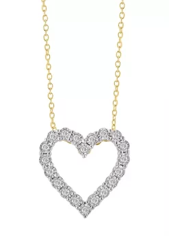 Flash Sale 🥰 1/5 ct. t.w. Diamond Heart Pendant Necklace in 14K Gold Plated Sterling Silver by Effy® 😀