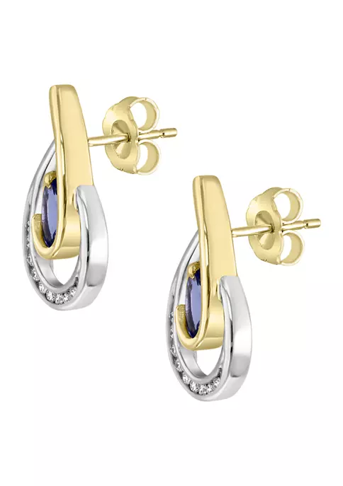 Best deal 🛒 1/6 ct. t.w. Diamond and 7/8 ct. t.w. Tanzanite Earrings in 14K Two Tone Gold by Effy® 🤩 2 Best deal 🛒 1/6 ct. t.w. Diamond and 7/8 ct. t.w. Tanzanite Earrings in 14K Two Tone Gold by Effy® 🤩 - Image 2