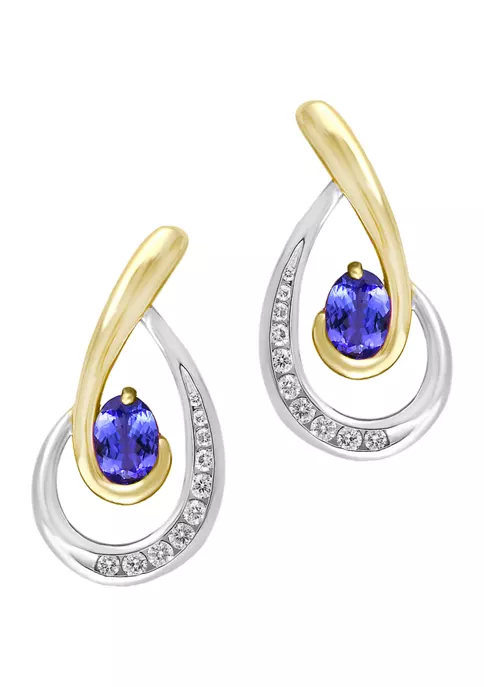 Best deal 🛒 1/6 ct. t.w. Diamond and 7/8 ct. t.w. Tanzanite Earrings in 14K Two Tone Gold by Effy® 🤩 3 Best deal 🛒 1/6 ct. t.w. Diamond and 7/8 ct. t.w. Tanzanite Earrings in 14K Two Tone Gold by Effy® 🤩 - Image 3