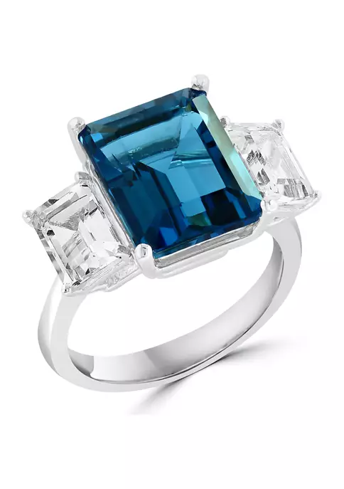 Deals 💯 Blue Topaz and White Topaz Square Ring in 14K White Gold by Effy® 😀 1 Deals 💯 Blue Topaz and White Topaz Square Ring in 14K White Gold by Effy® 😀